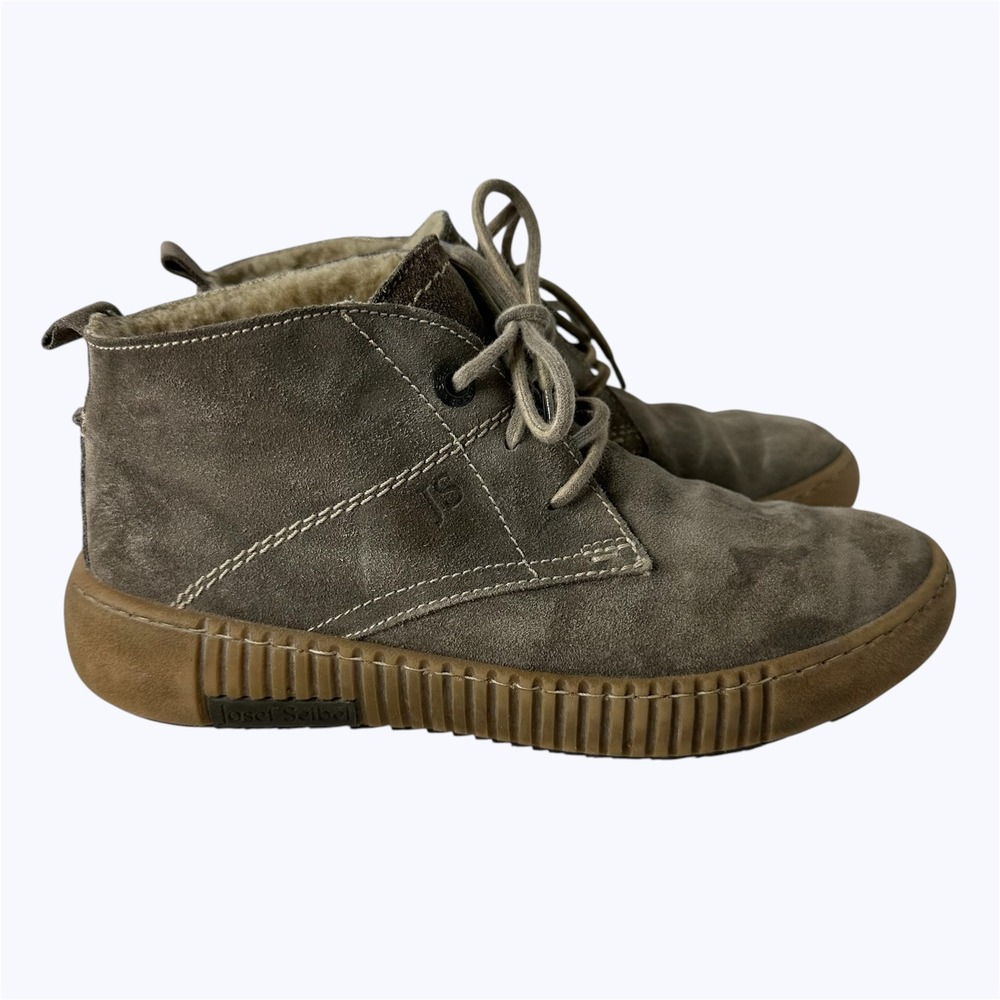 Josef Seibel Maren 02 Chukka Boots Taupe Gray Suede Fleece Lined Sz 37/US 6.5-7‎